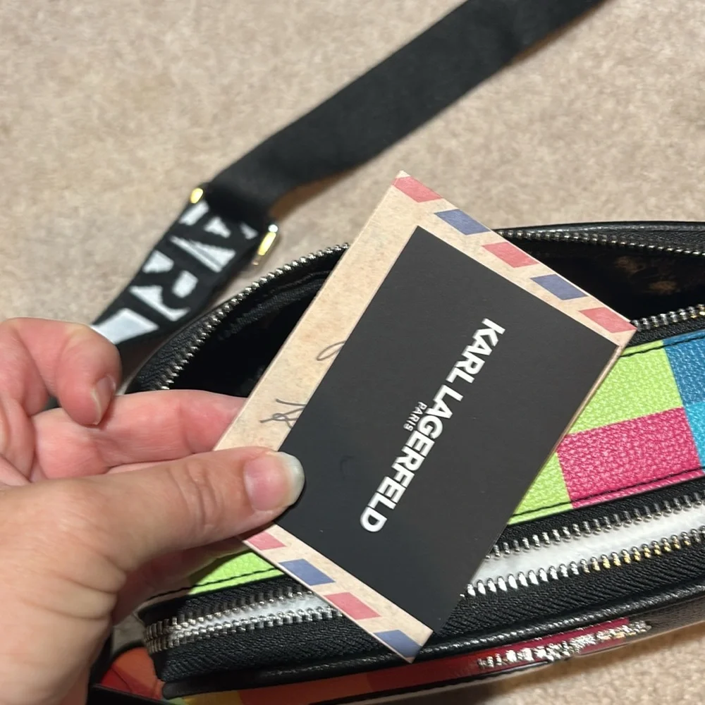 ❤️Karl Lagerfeld Multicolor Messenger Bag with Geometric Design